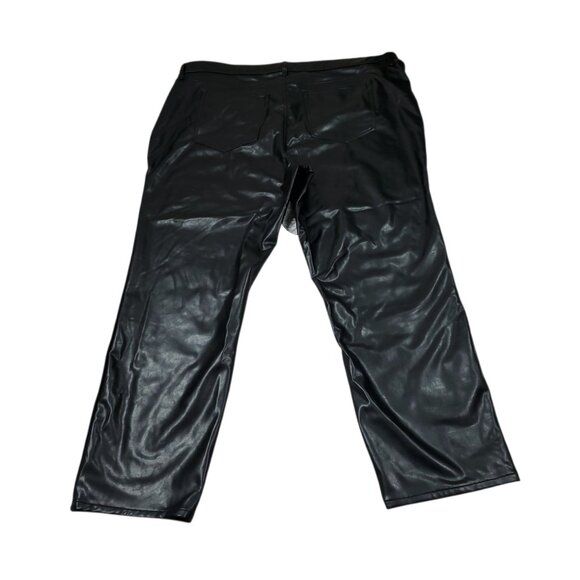 Abercrombie 90s Straight Ultra High Rise Denim Vegan Leather Split Jeans Size 24 - Picture 3 of 12